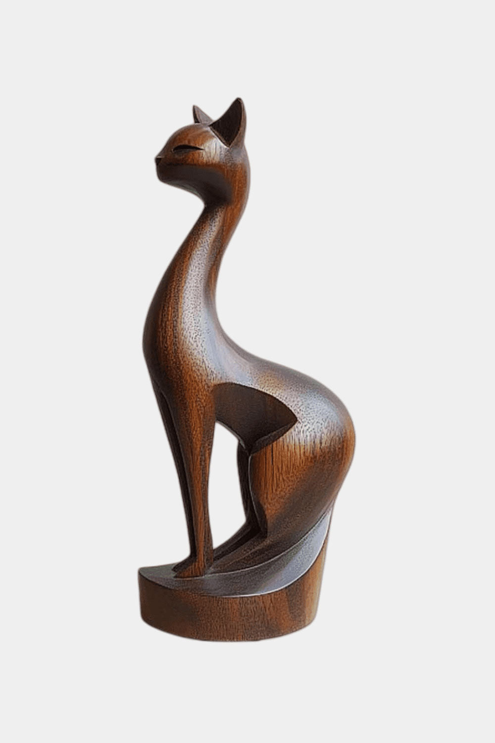 Wooden Sitting Cat Sculpture #ACF 032