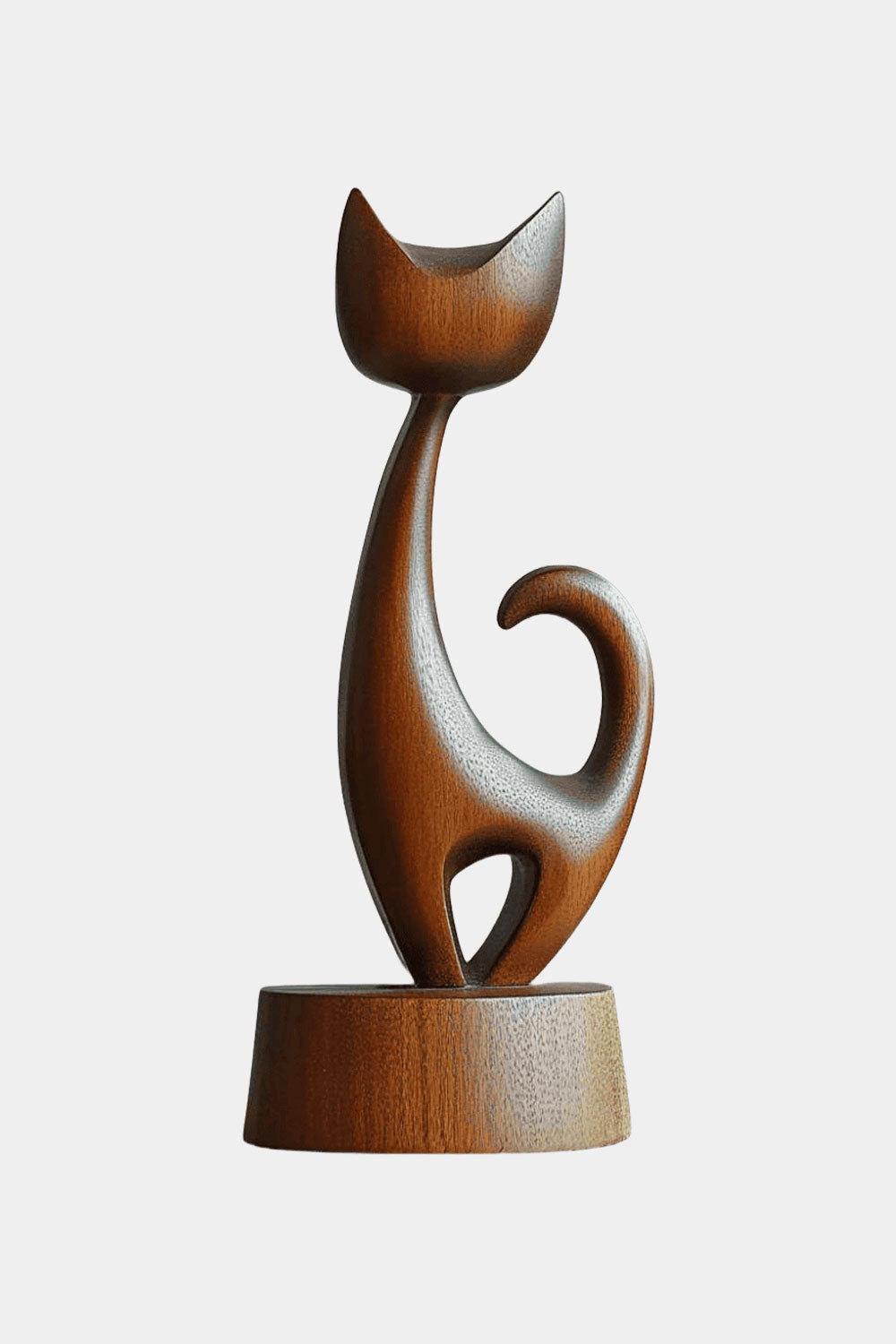 Wooden Cat Sculpture Decor #ACF 034