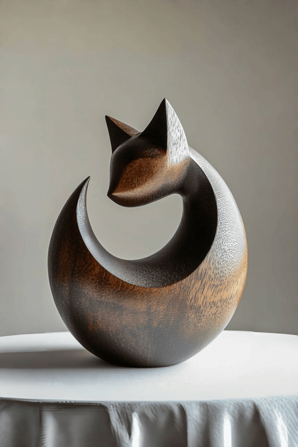Modern Wooden Cat Sculpture #ACF 030