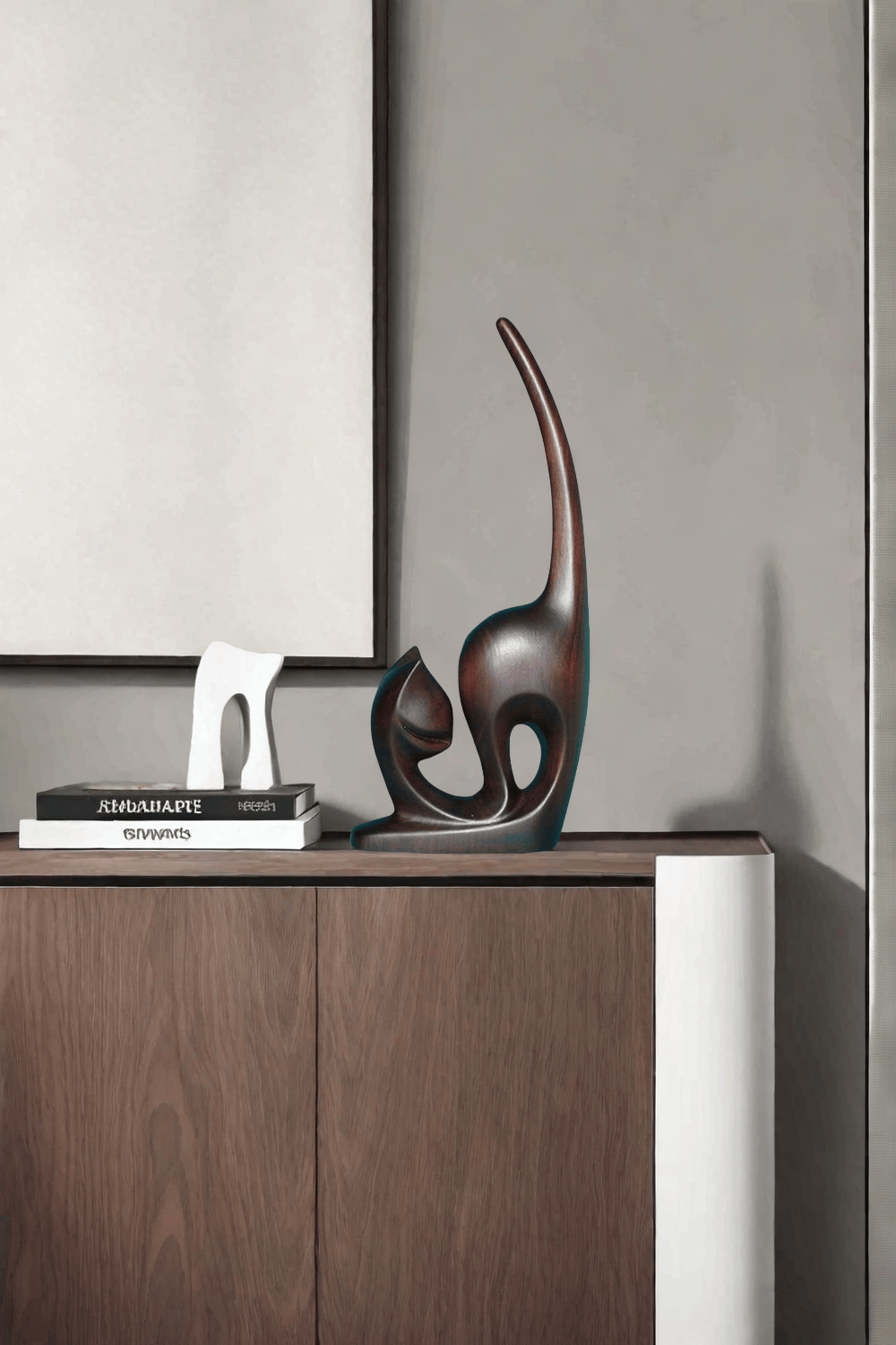 Abstract Wooden Cat Sculpture #ACF 054