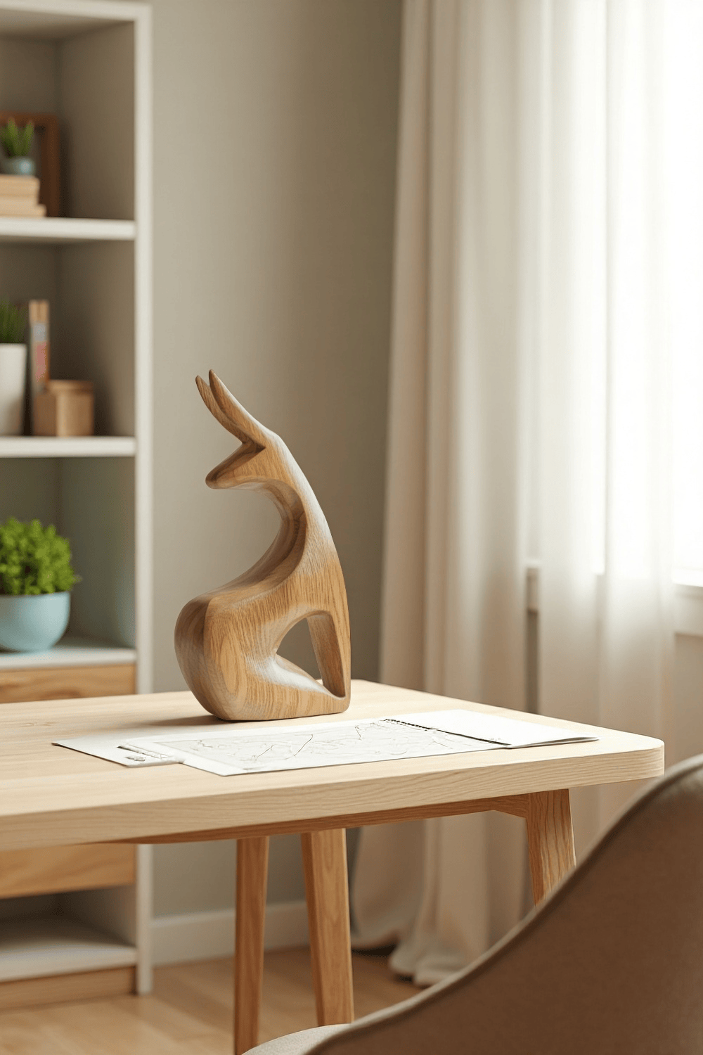 Minimalist Wooden Rabbit Sculpture #ACF 066