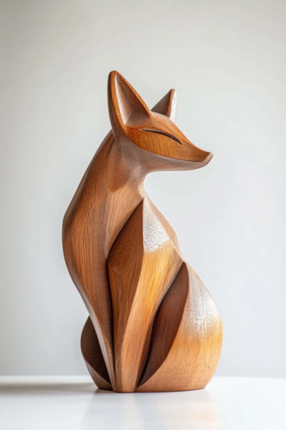 Minimalist Wooden Fox Sculpture #ACF 069