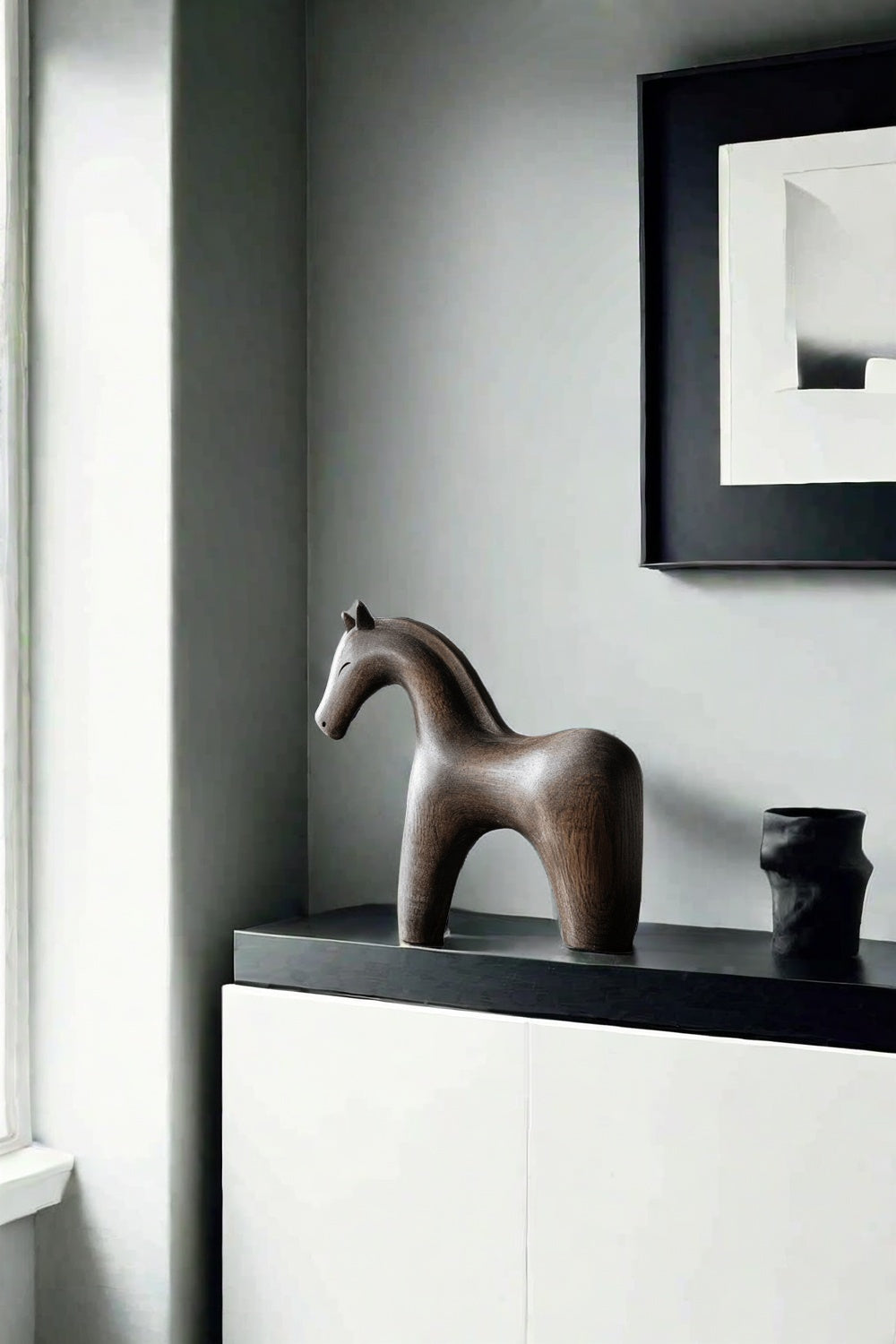 Minimalist Wooden Horse Sculpture #ACF 027