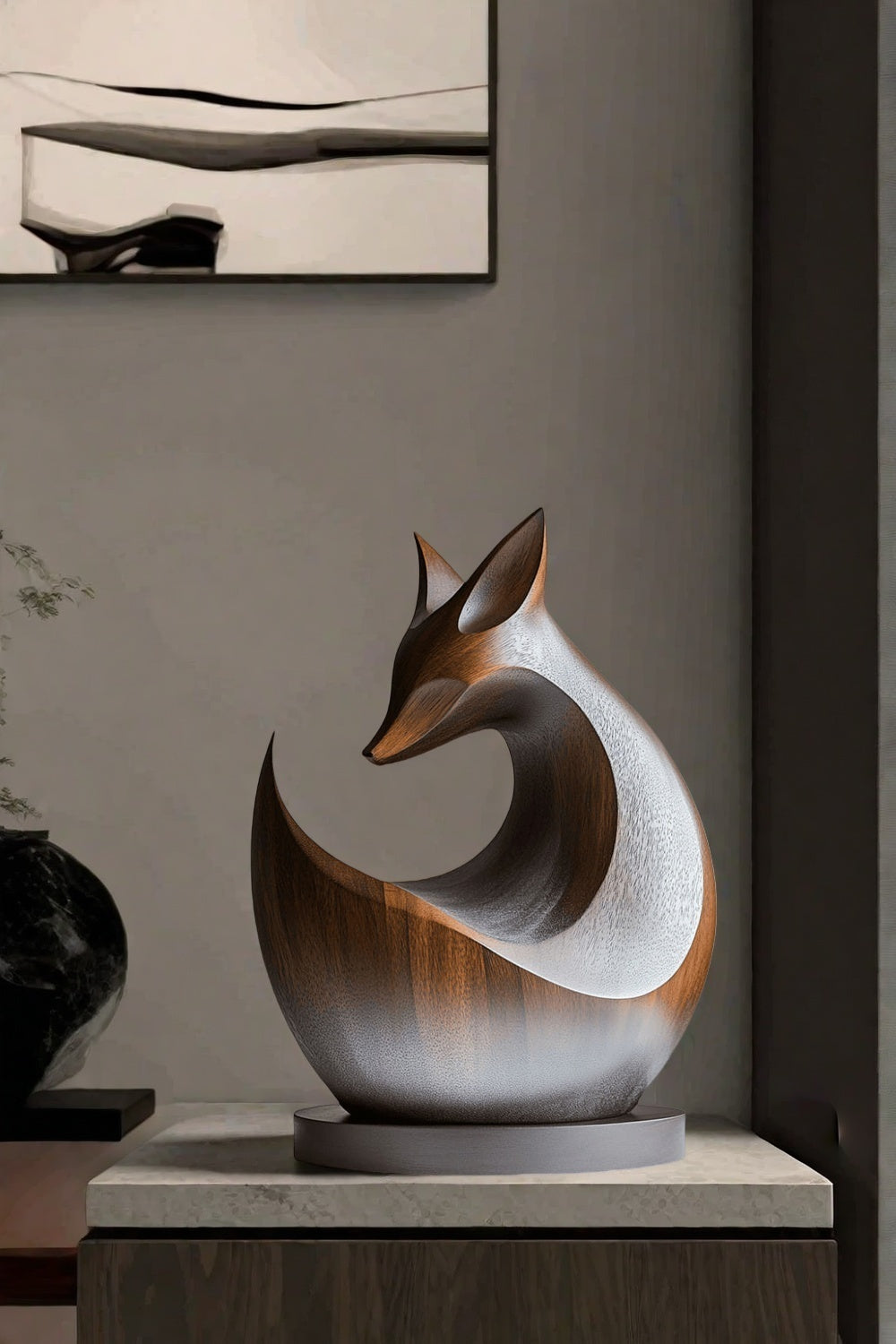 Abstract Wooden Fox Sculpture #ACF 051