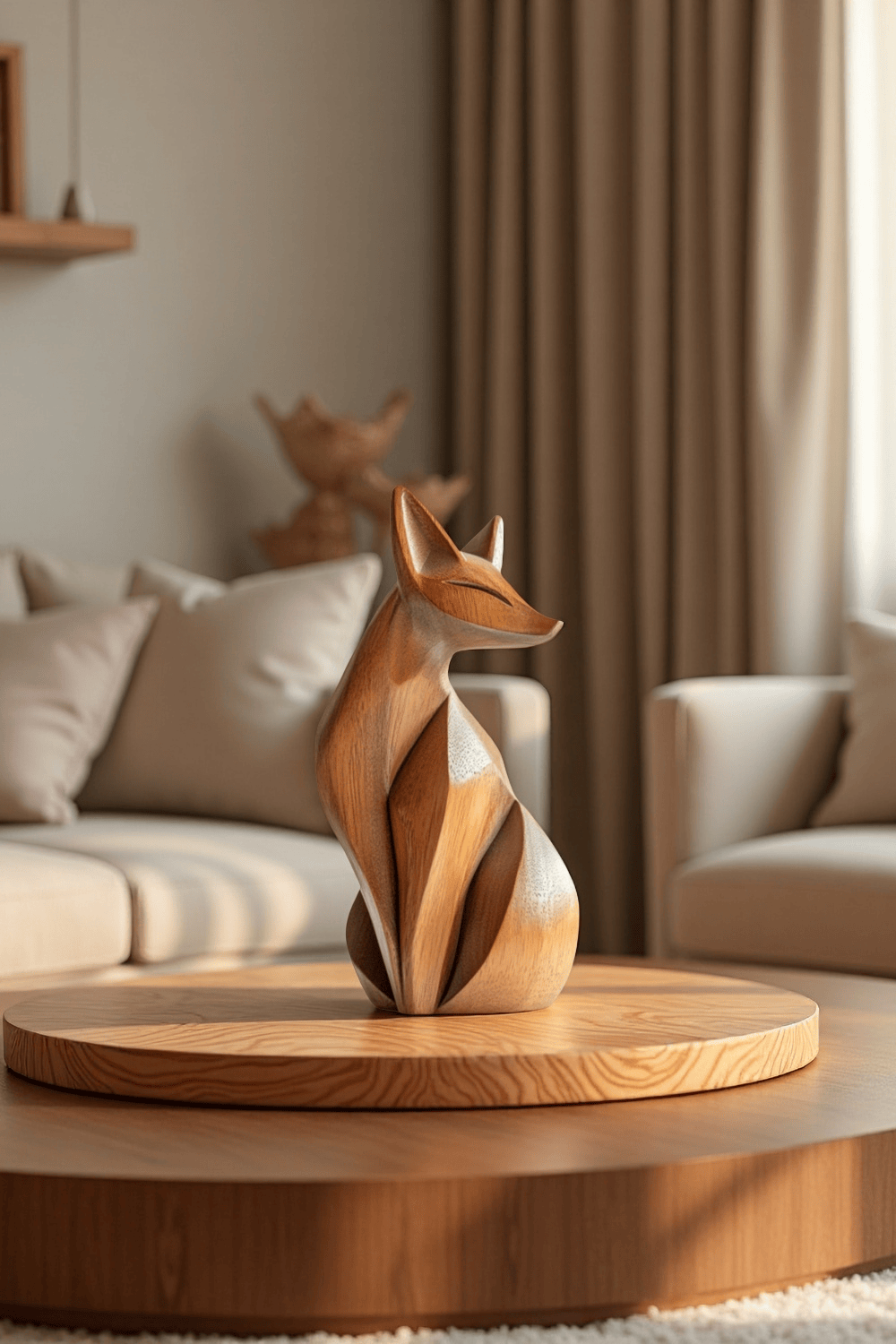 Minimalist Wooden Fox Sculpture #ACF 069