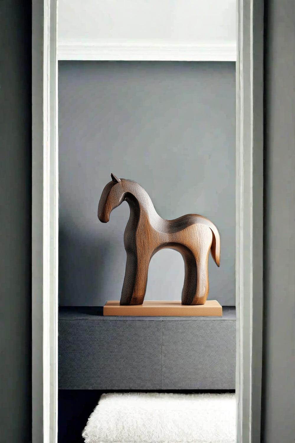 Modern Wooden Horse Sculpture #ACF 028