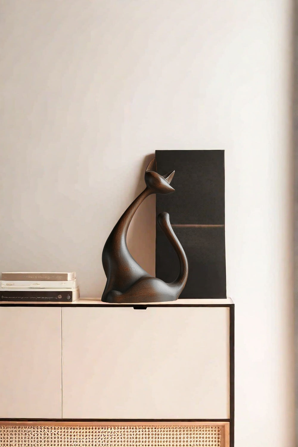 Elegant Wooden Cat Sculpture #ACF 035