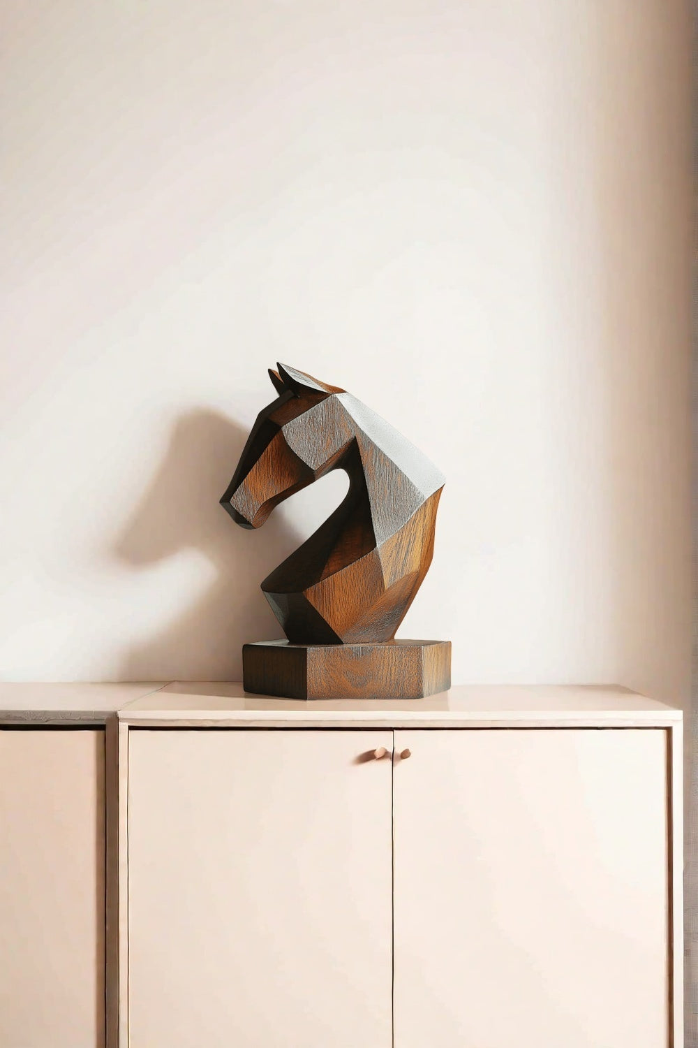 Geometric Wooden Horse Sculpture #ACF 036