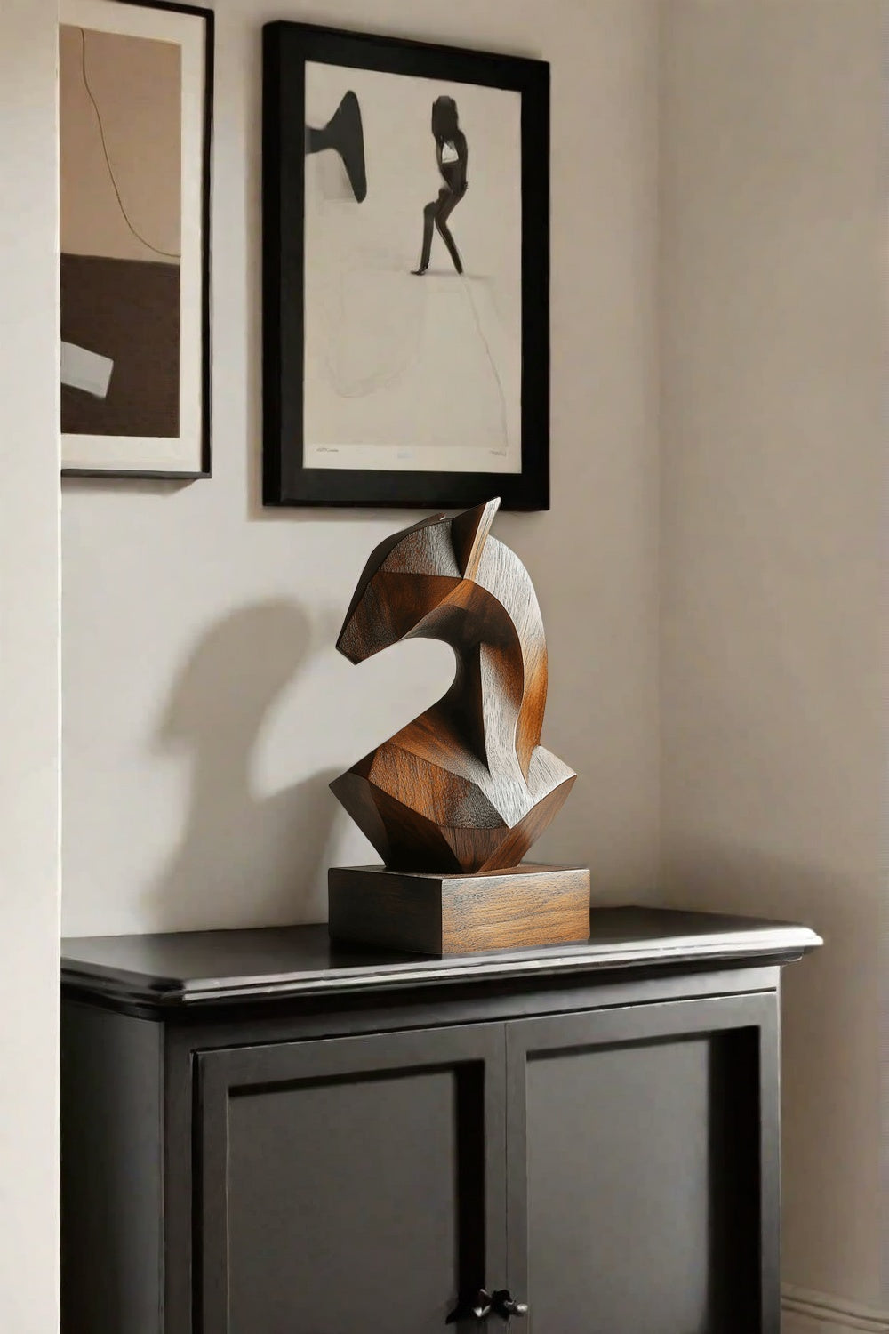 Geometric Wooden Horse Sculpture #ACF 045