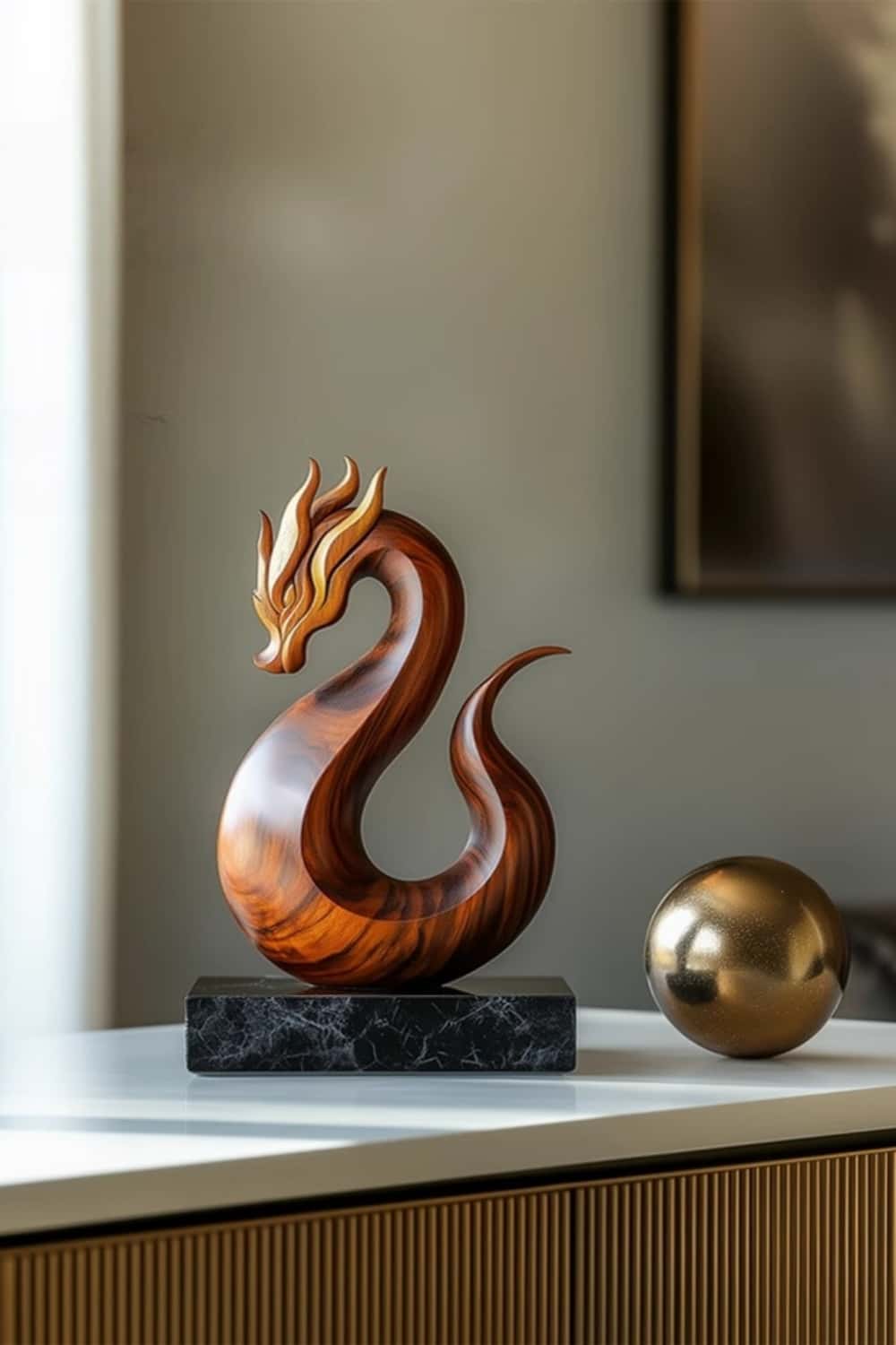 Modern Wooden Dragon Sculpture #ACF 056