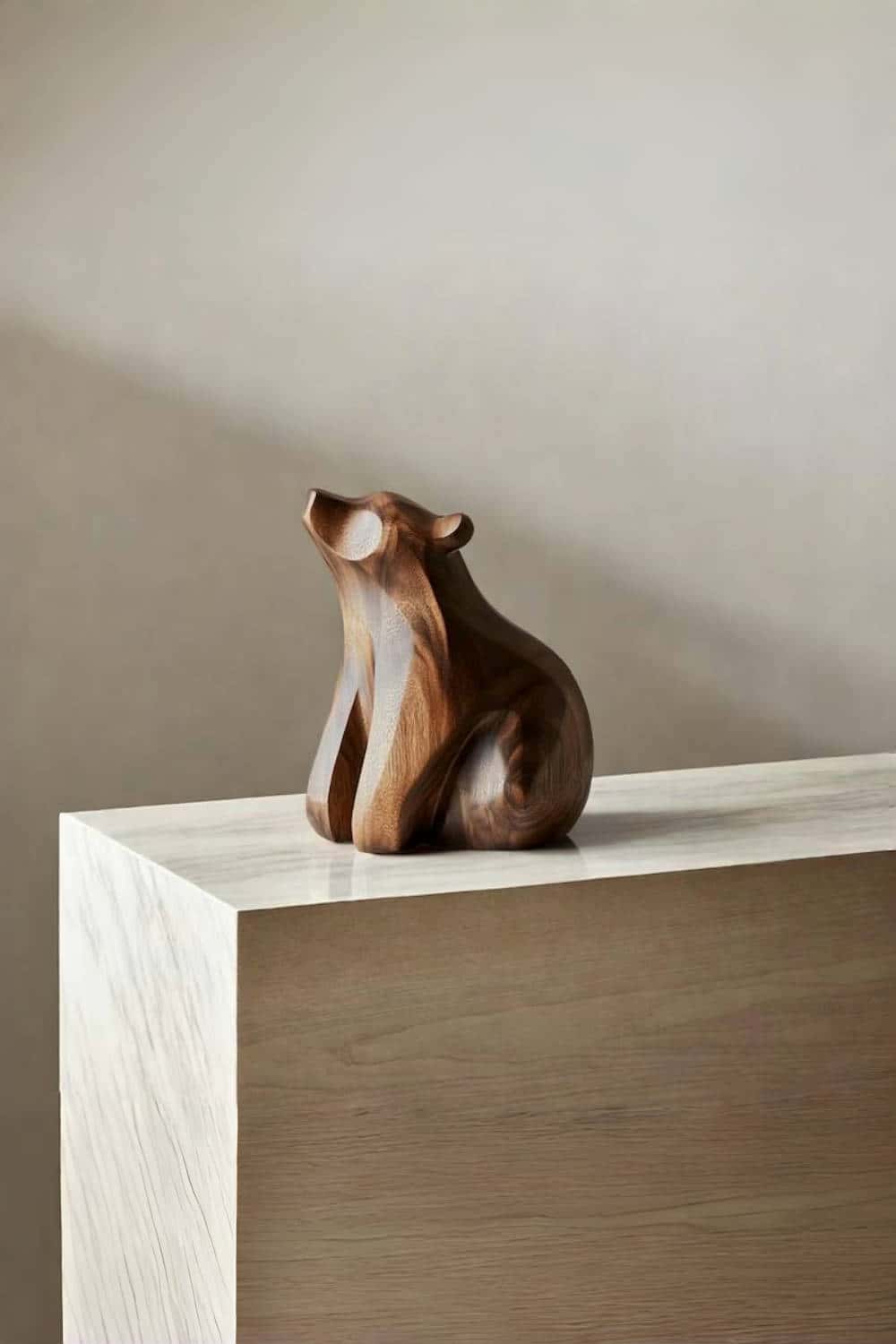 Minimalist Wooden Bear Sculpture #ACF 063