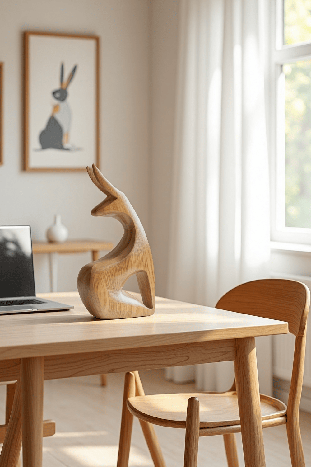 Minimalist Wooden Rabbit Sculpture #ACF 066