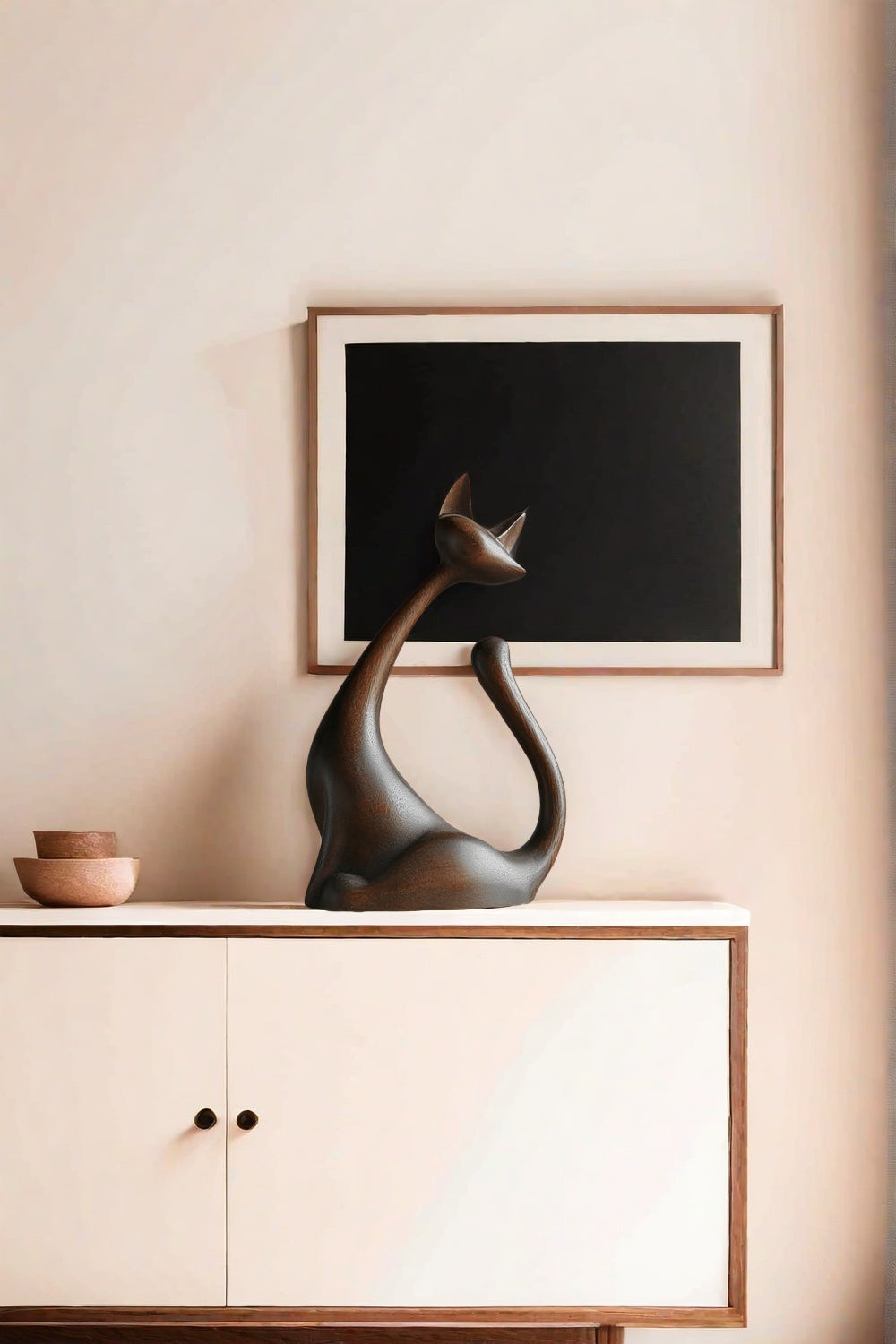 Elegant Wooden Cat Sculpture #ACF 035