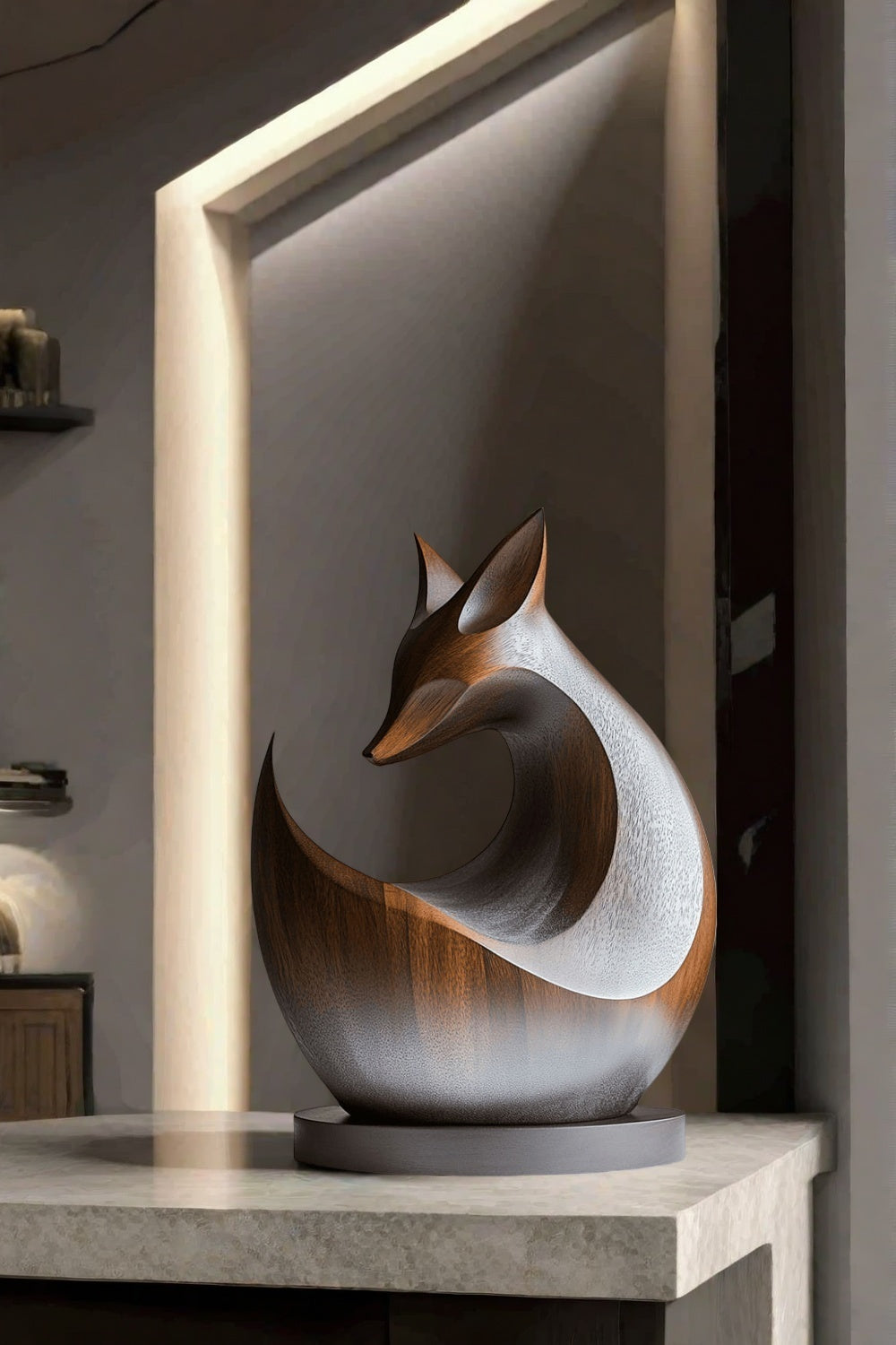 Abstract Wooden Fox Sculpture #ACF 051