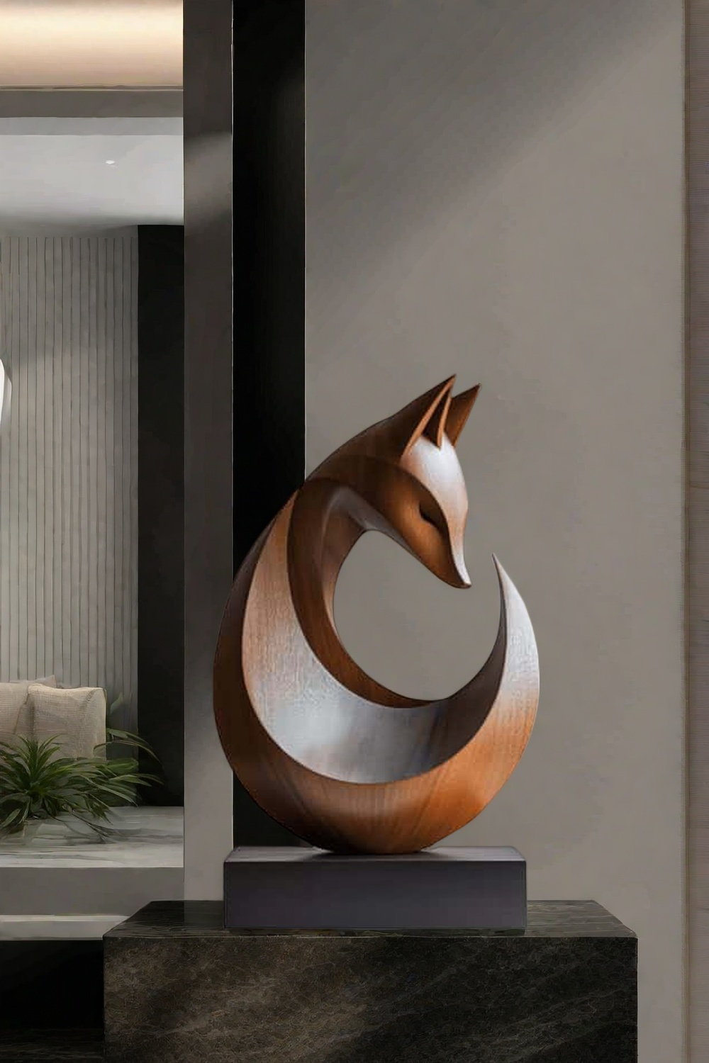 Abstract Wooden Fox Sculpture #ACF 052