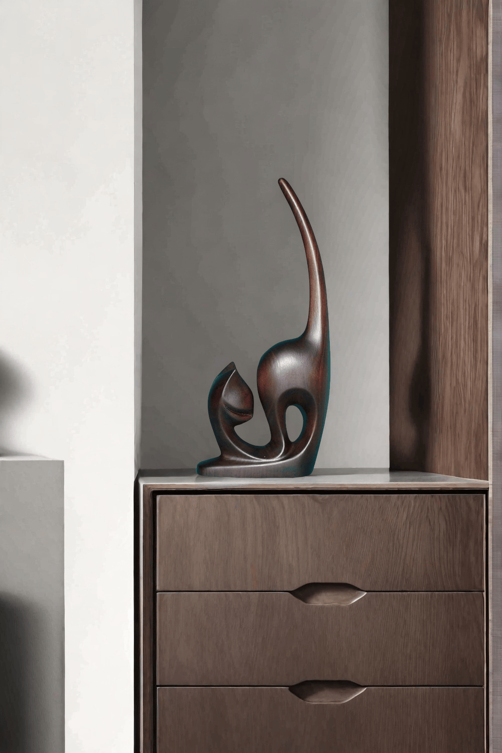 Abstract Wooden Cat Sculpture #ACF 054
