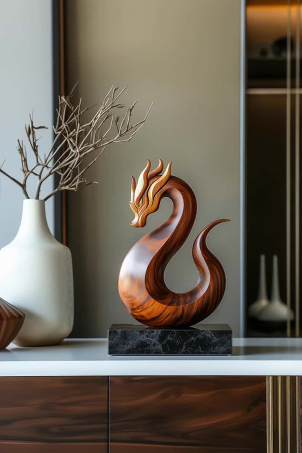 Modern Wooden Dragon Sculpture #ACF 056