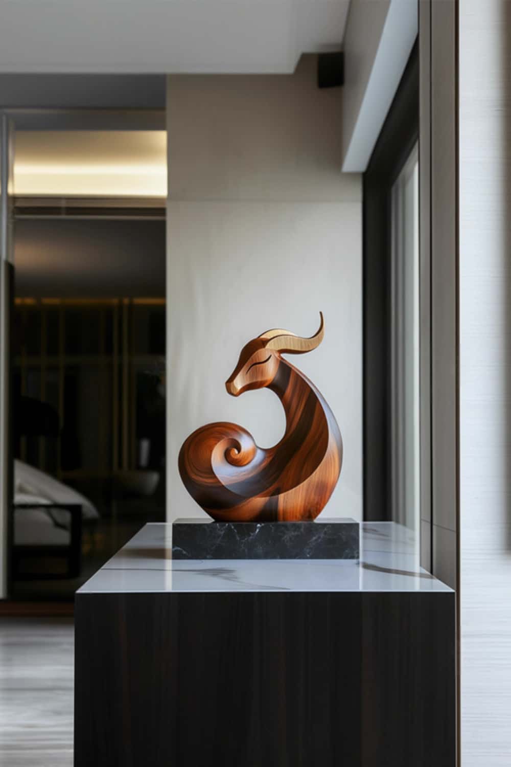 Abstract Wooden Bull Sculpture #ACF 057