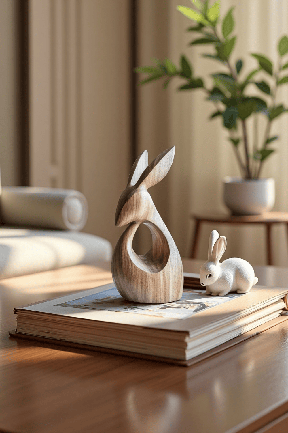 Minimalist Wooden Rabbit Sculpture #ACF 065