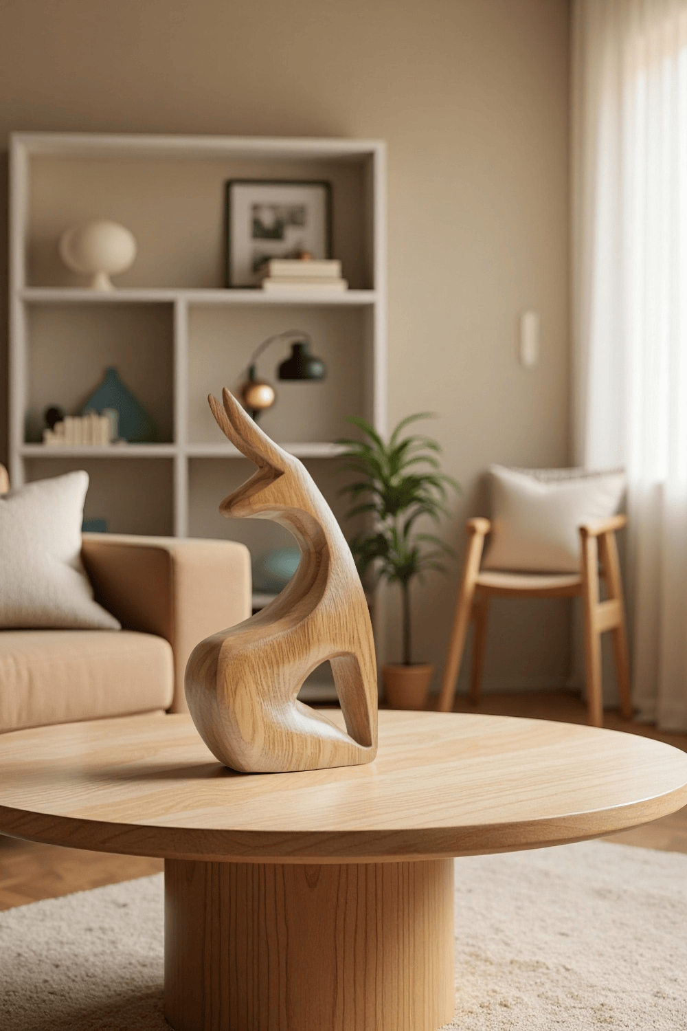 Minimalist Wooden Rabbit Sculpture #ACF 066