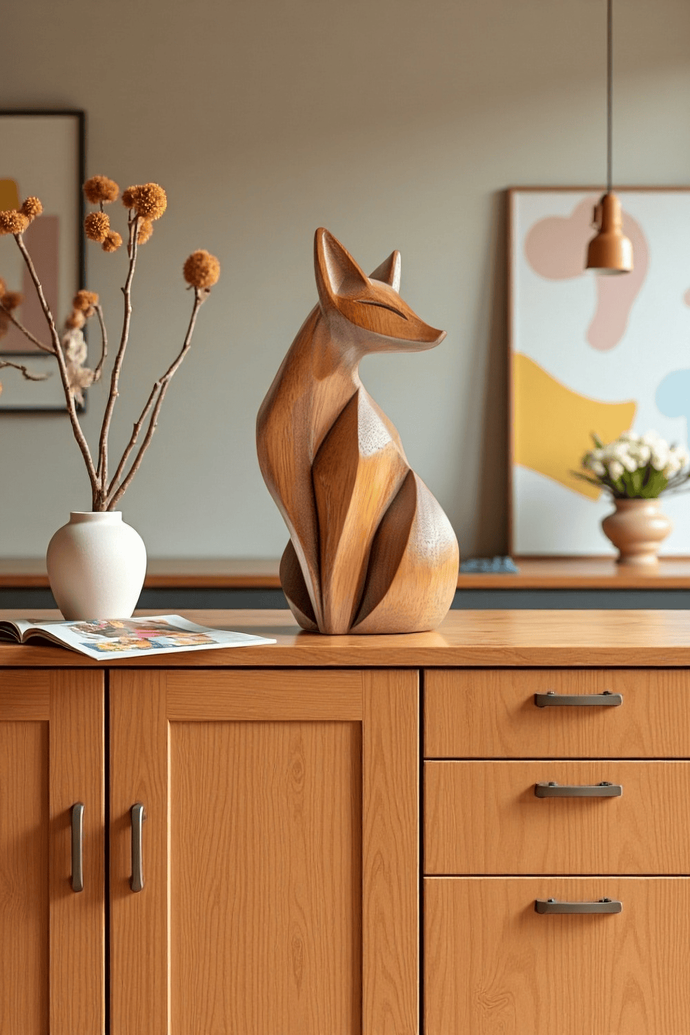 Minimalist Wooden Fox Sculpture #ACF 069