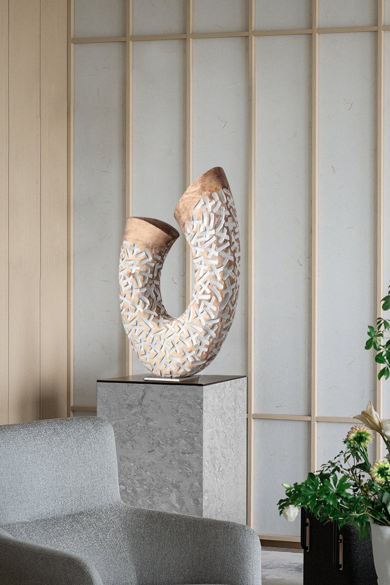Curved Abstract Wooden Sculpture #AWS 024
