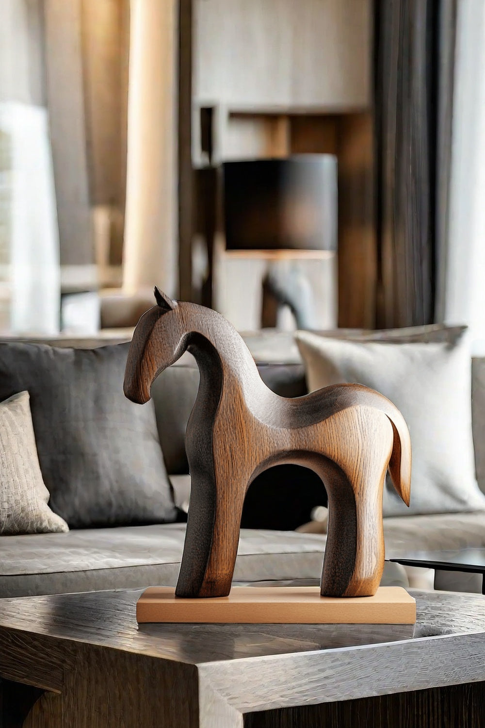 Modern Wooden Horse Sculpture #ACF 028