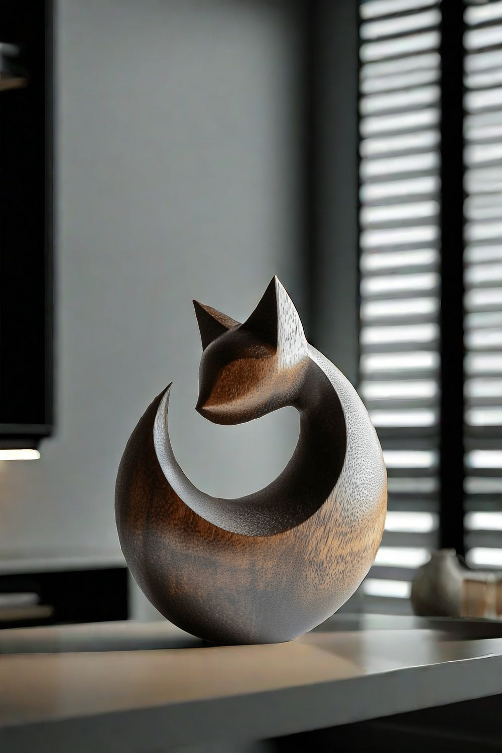 Modern Wooden Cat Sculpture #ACF 030