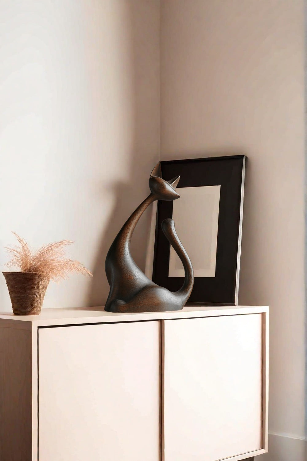 Elegant Wooden Cat Sculpture #ACF 035