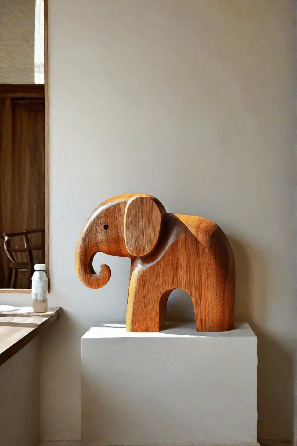 Minimalist Wooden Elephant Sculpture #ACF 038