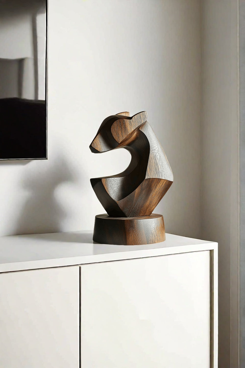 Geometric Wooden Horse Sculpture #ACF 043