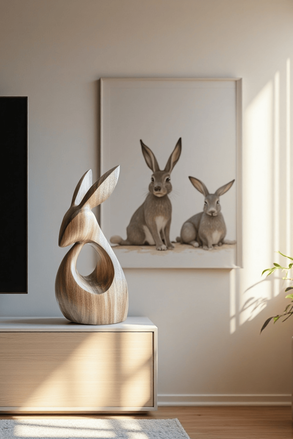 Minimalist Wooden Rabbit Sculpture #ACF 065