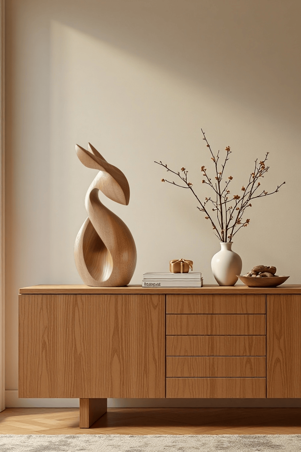Minimalist Wooden Rabbit Sculpture #ACF 067