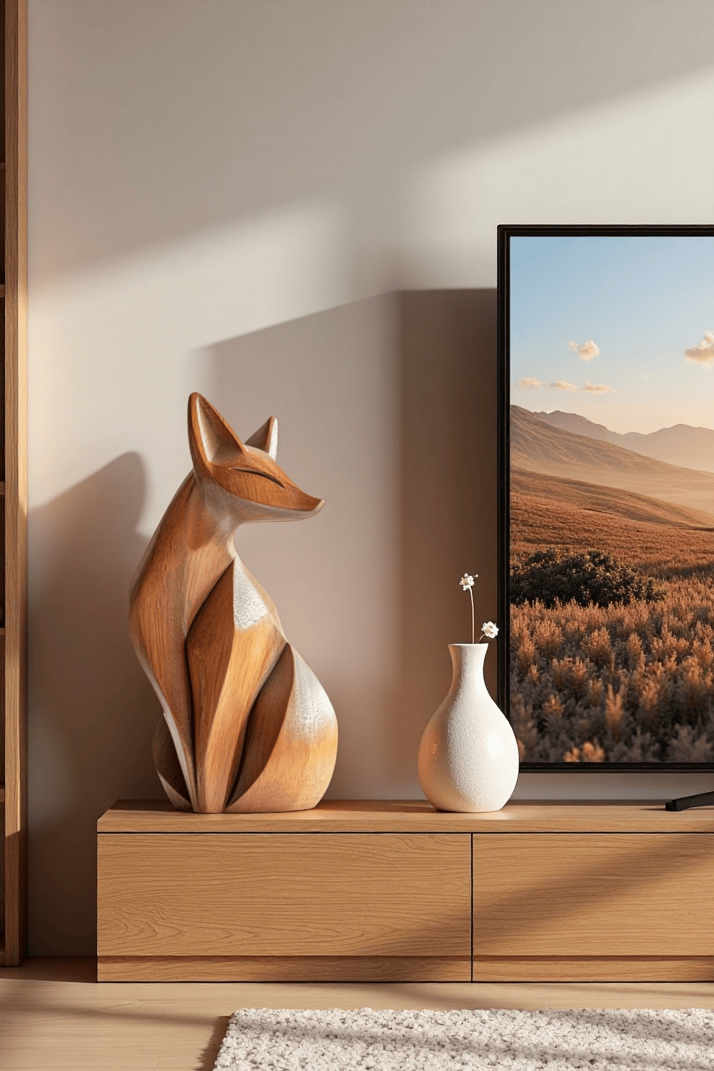 Minimalist Wooden Fox Sculpture #ACF 069