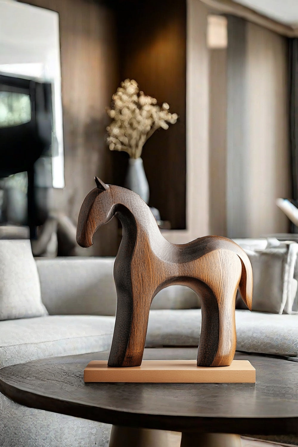 Modern Wooden Horse Sculpture #ACF 028