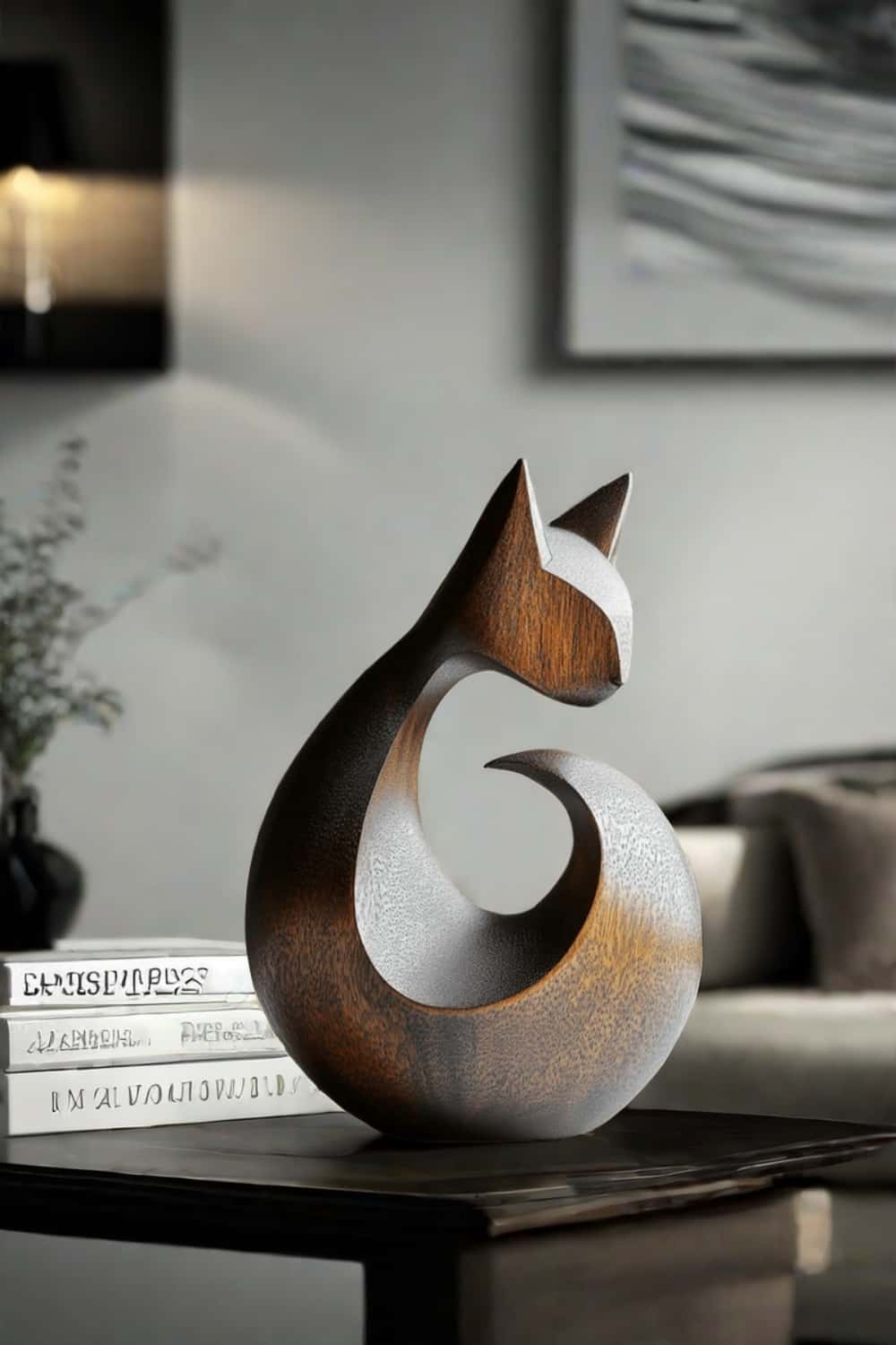 Abstract Wooden Cat Sculpture #ACF 029