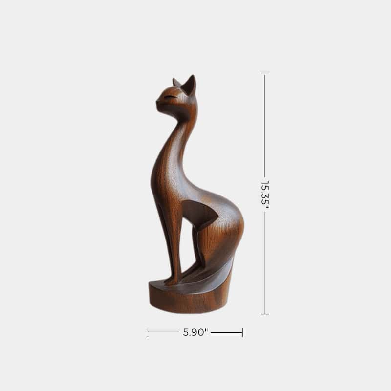 Wooden Sitting Cat Sculpture #ACF 032