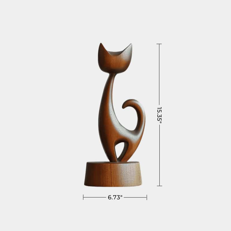 Wooden Cat Sculpture Decor #ACF 034