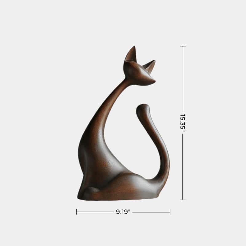 Elegant Wooden Cat Sculpture #ACF 035