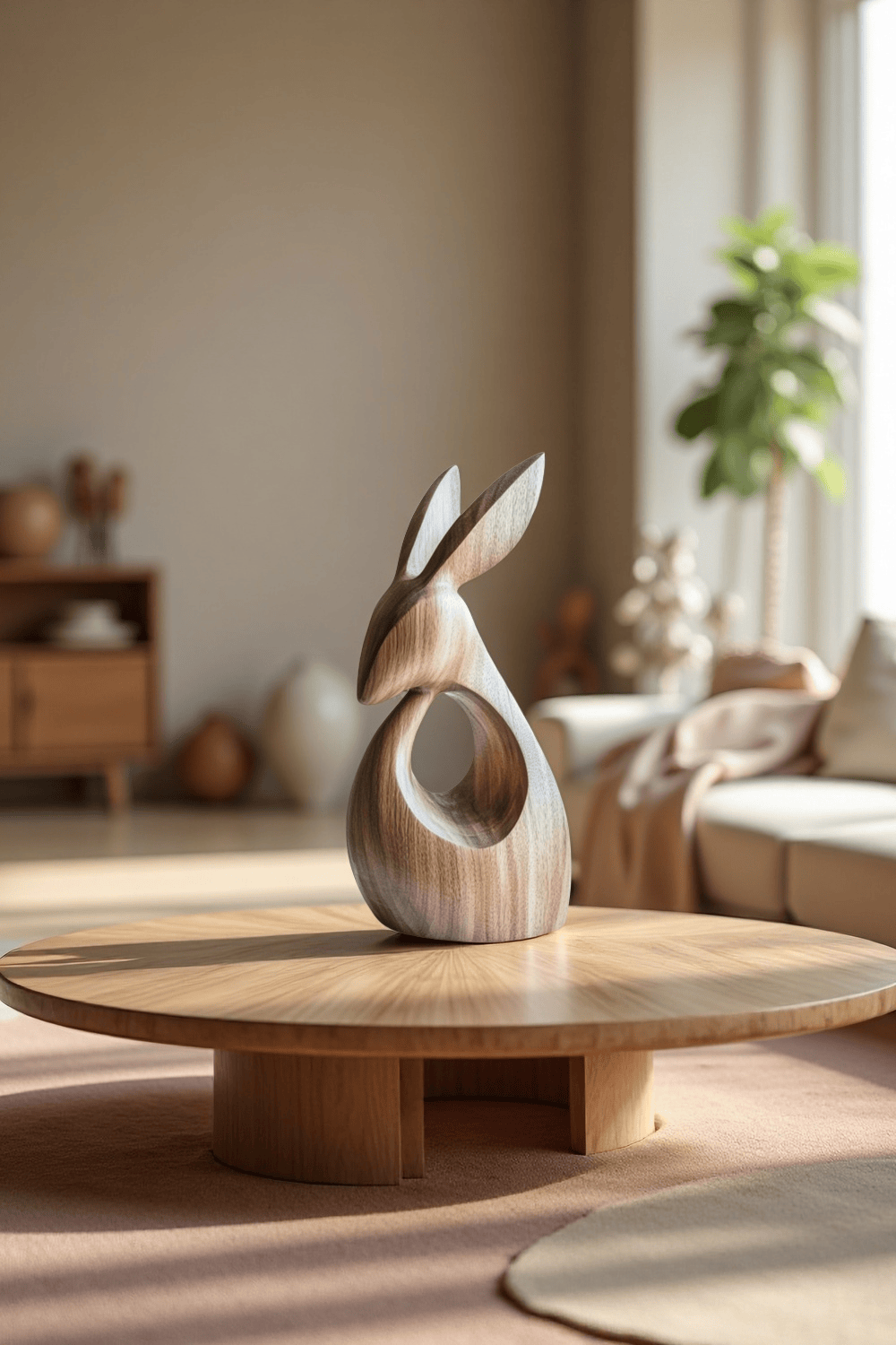 Minimalist Wooden Rabbit Sculpture #ACF 065