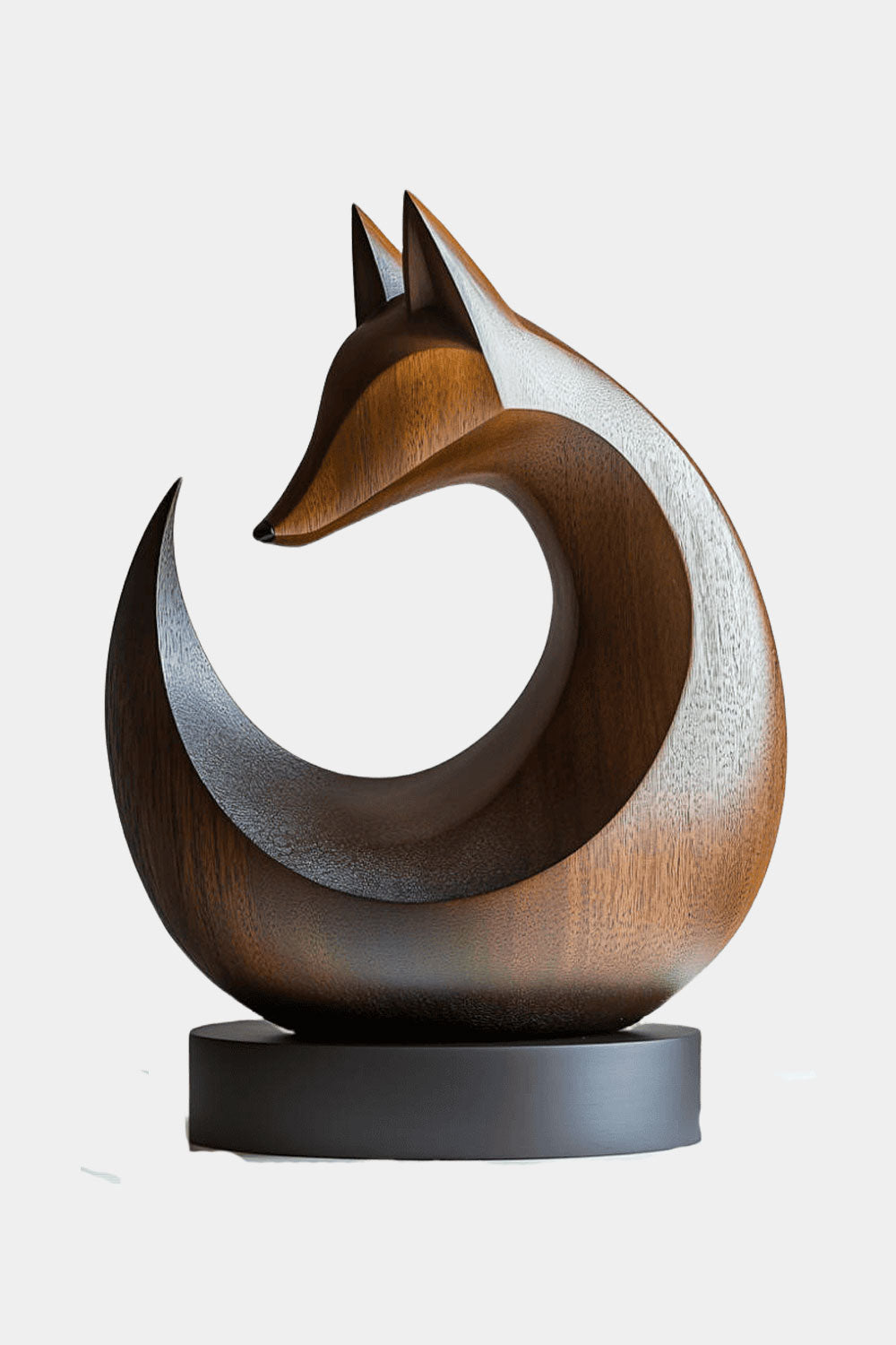 Abstract Fox Wood Sculpture Modern Animal Art for Living Room Decor #AWS 001