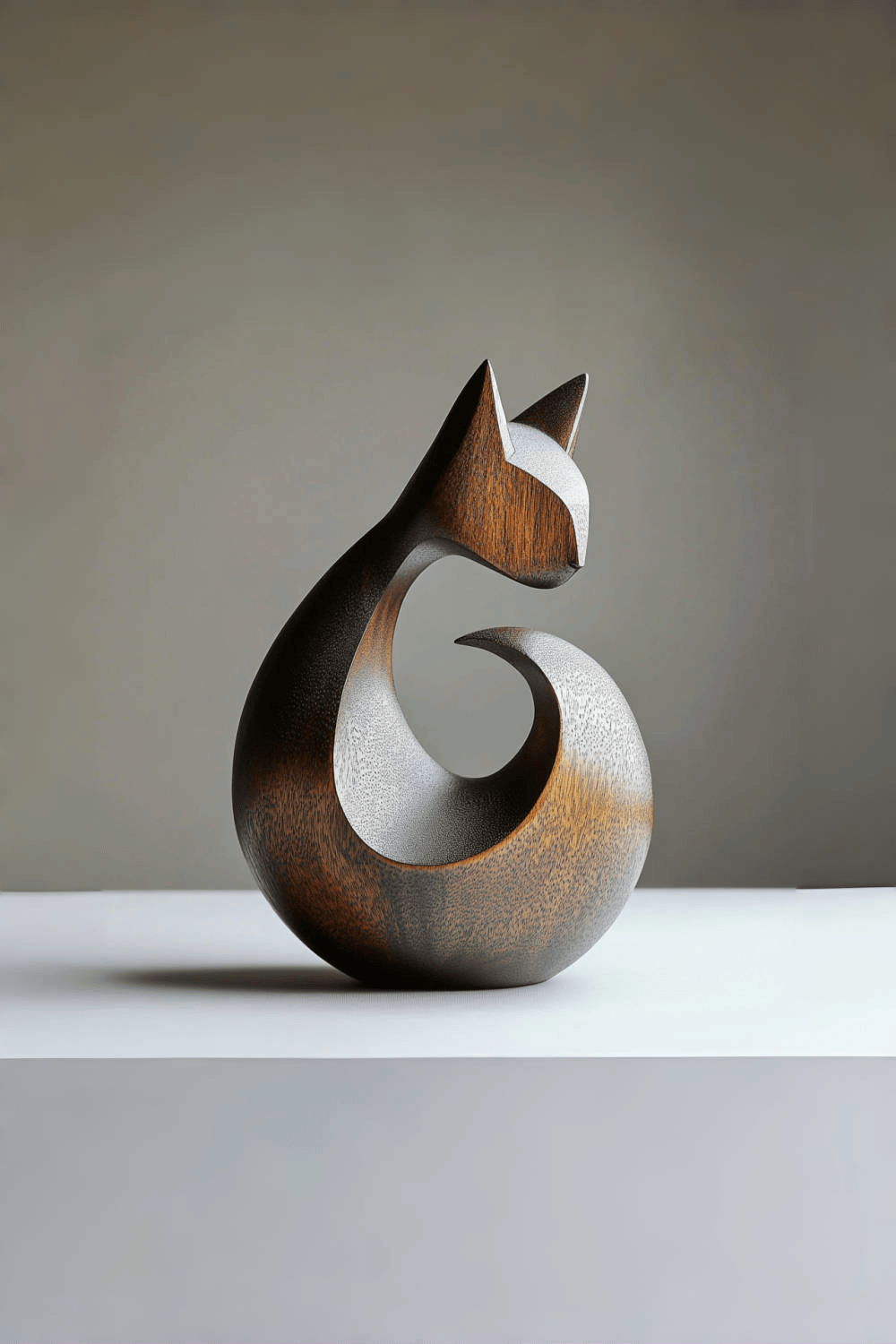 Abstract Wooden Cat Sculpture #ACF 029