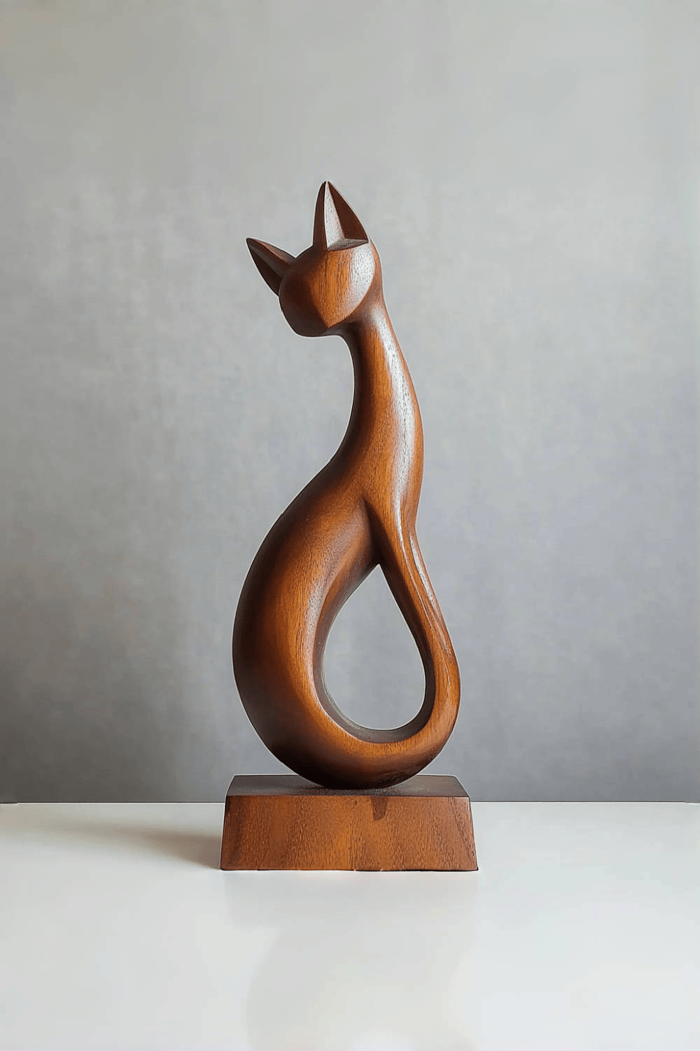 Abstract Wooden Cat Sculpture #ACF 033