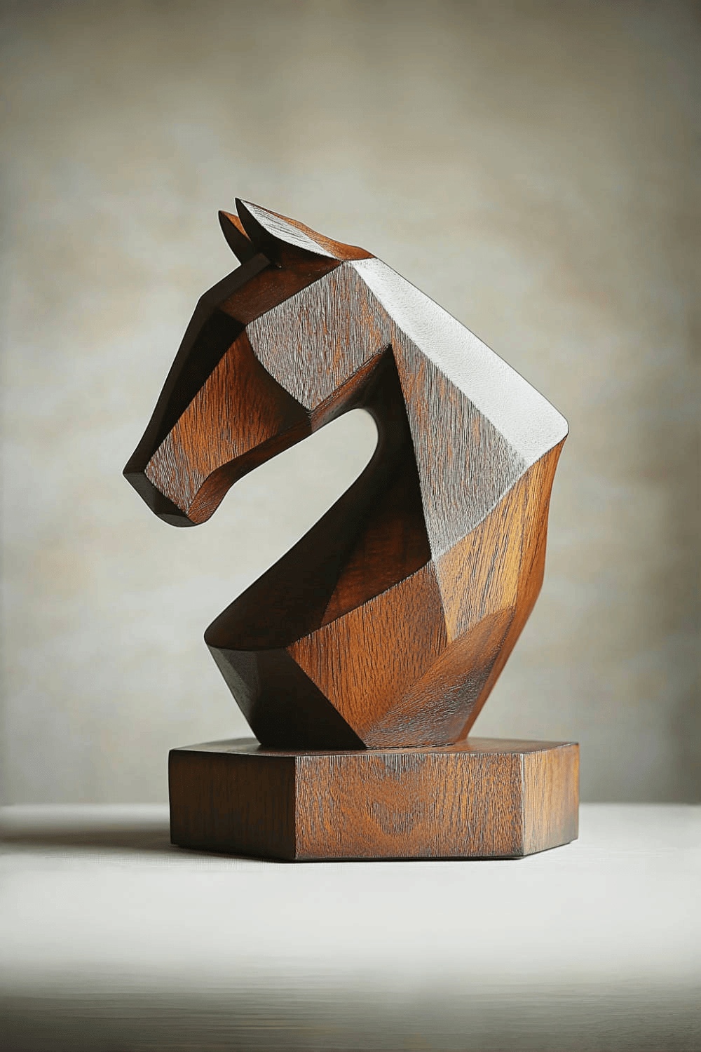 Geometric Wooden Horse Sculpture #ACF 036