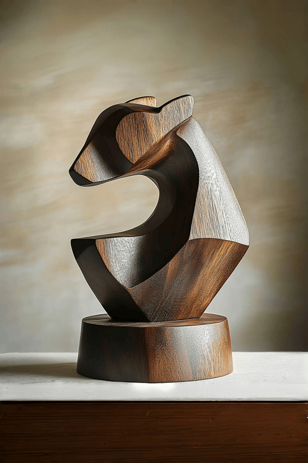Geometric Wooden Horse Sculpture #ACF 043