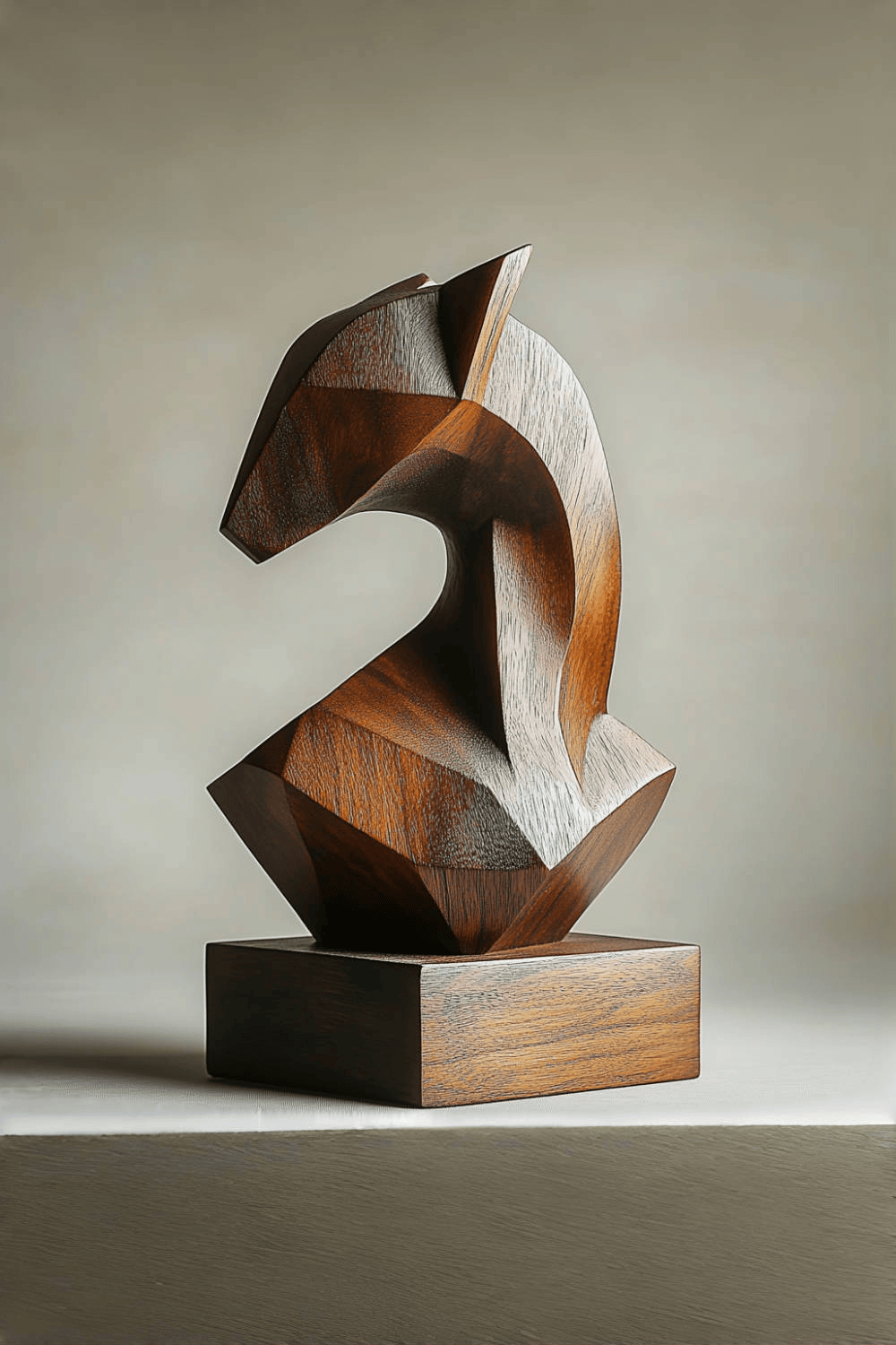 Geometric Wooden Horse Sculpture #ACF 045