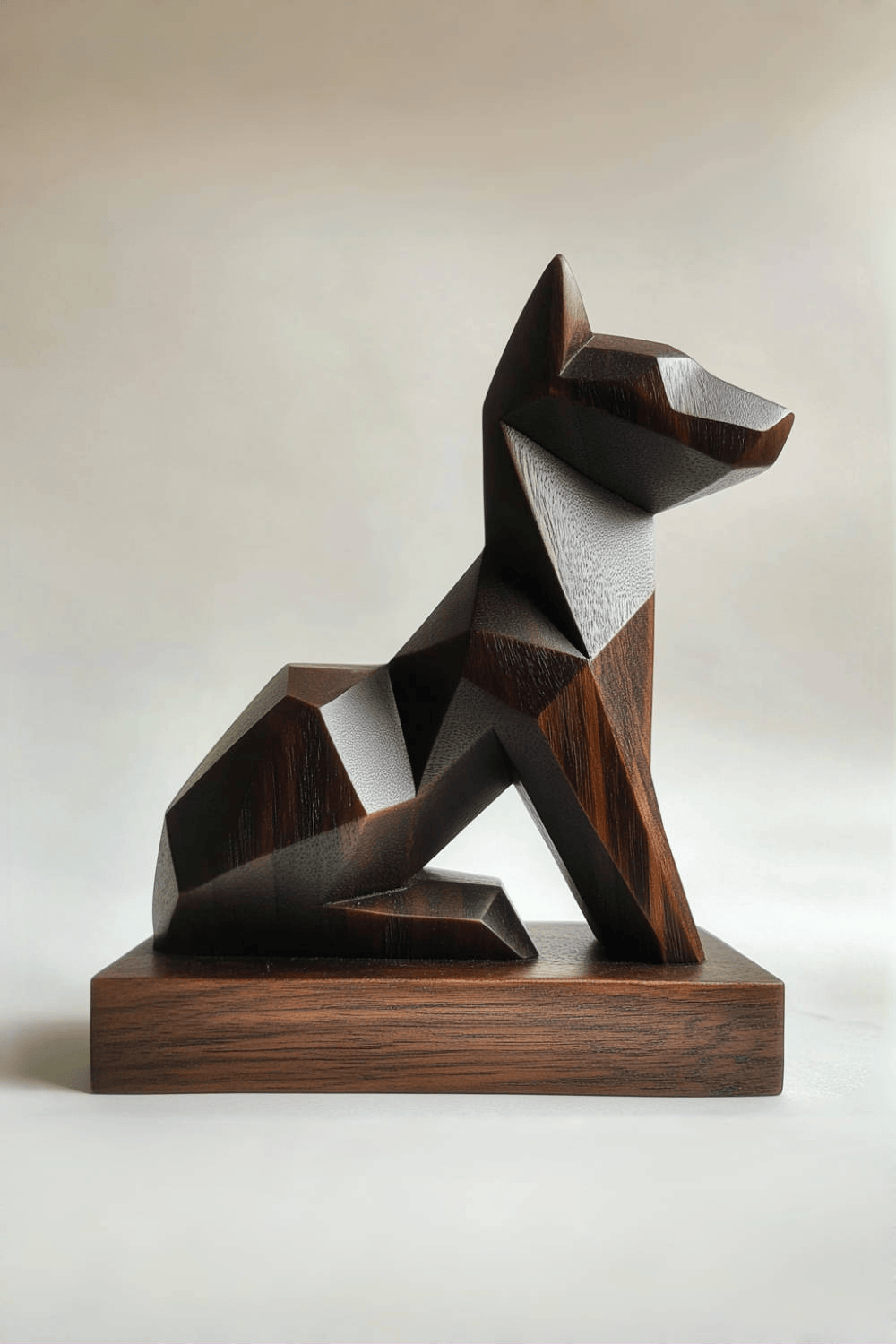 Geometric Wooden Dog Sculpture #ACF 050