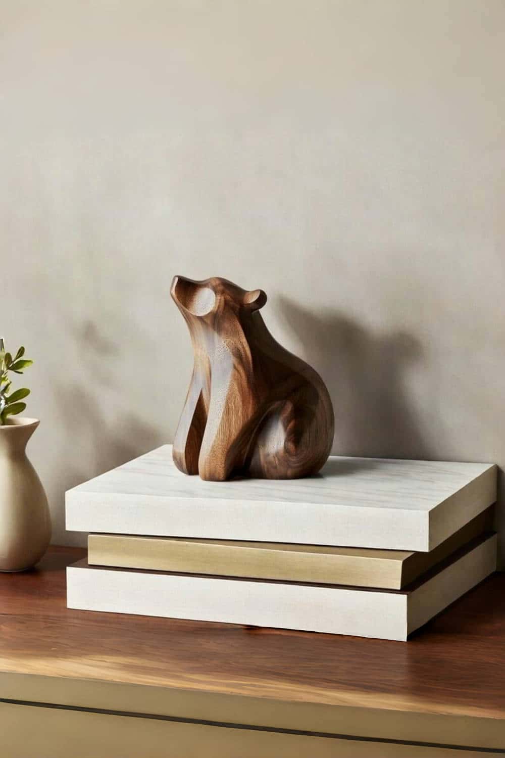 Minimalist Wooden Bear Sculpture #ACF 063