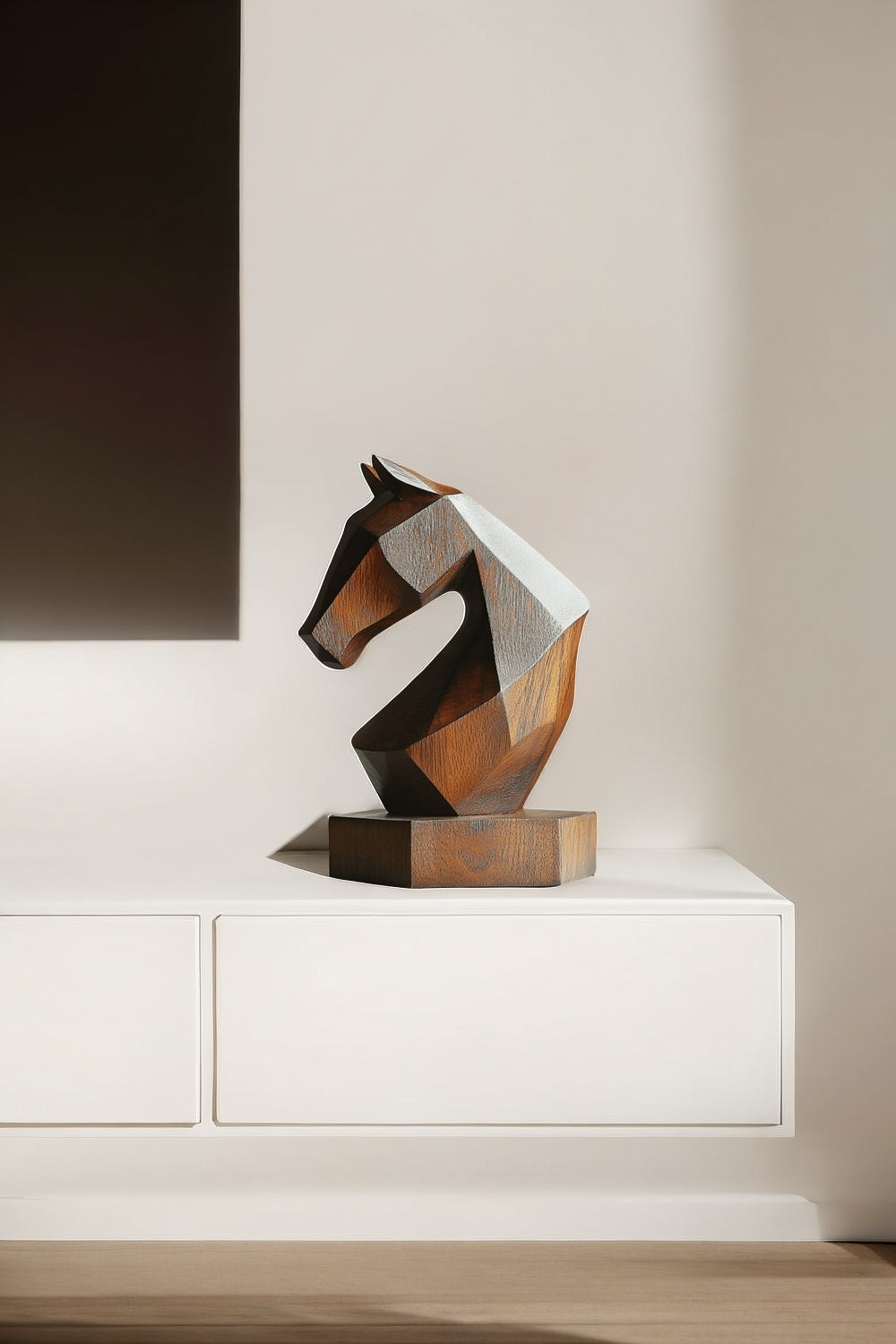 Geometric Wooden Horse Sculpture #ACF 036