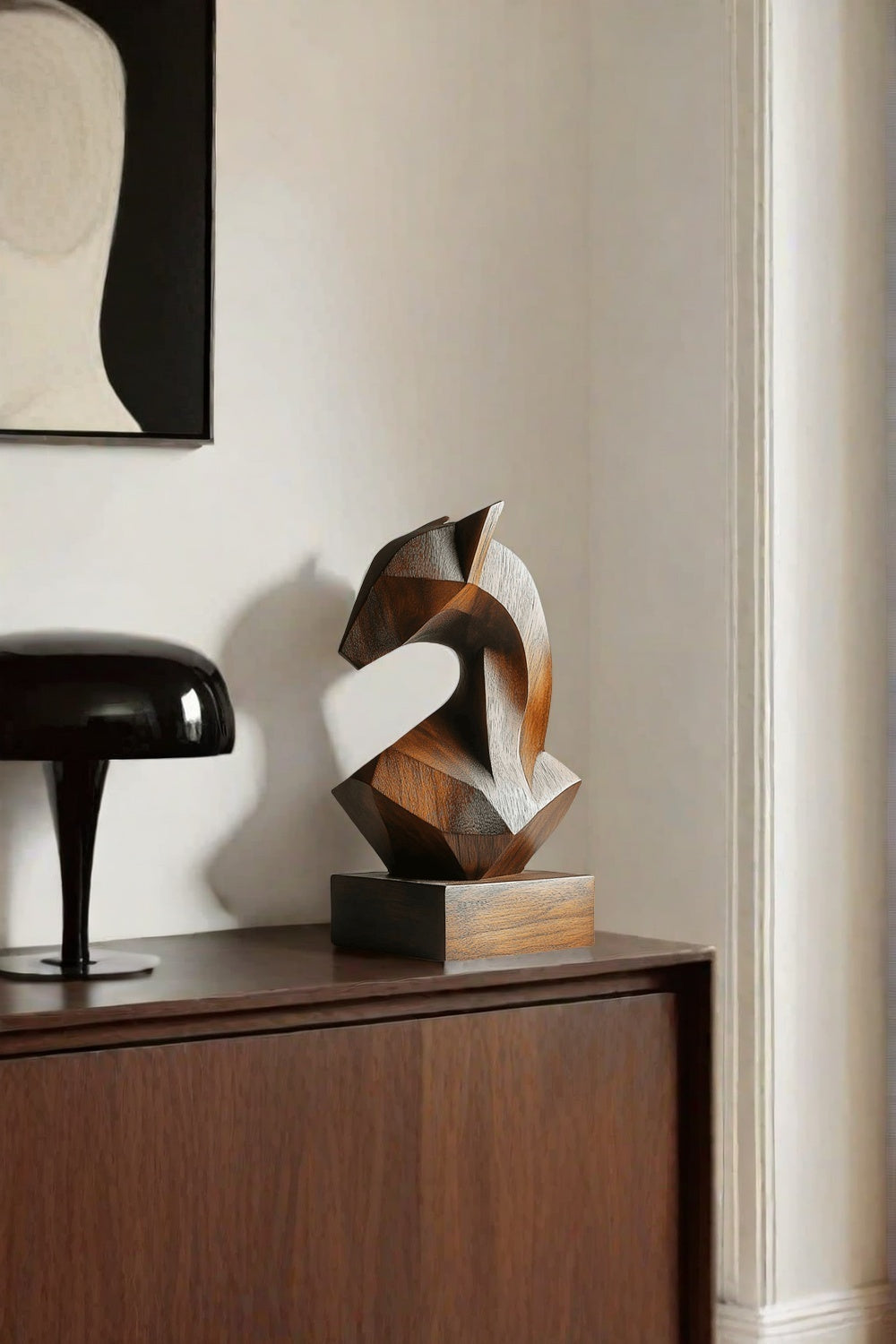 Geometric Wooden Horse Sculpture #ACF 045
